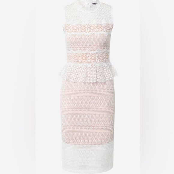 French Connection NWT Ramona Lace Jersey Dress, White - Size 0 - Picture 1 of 8